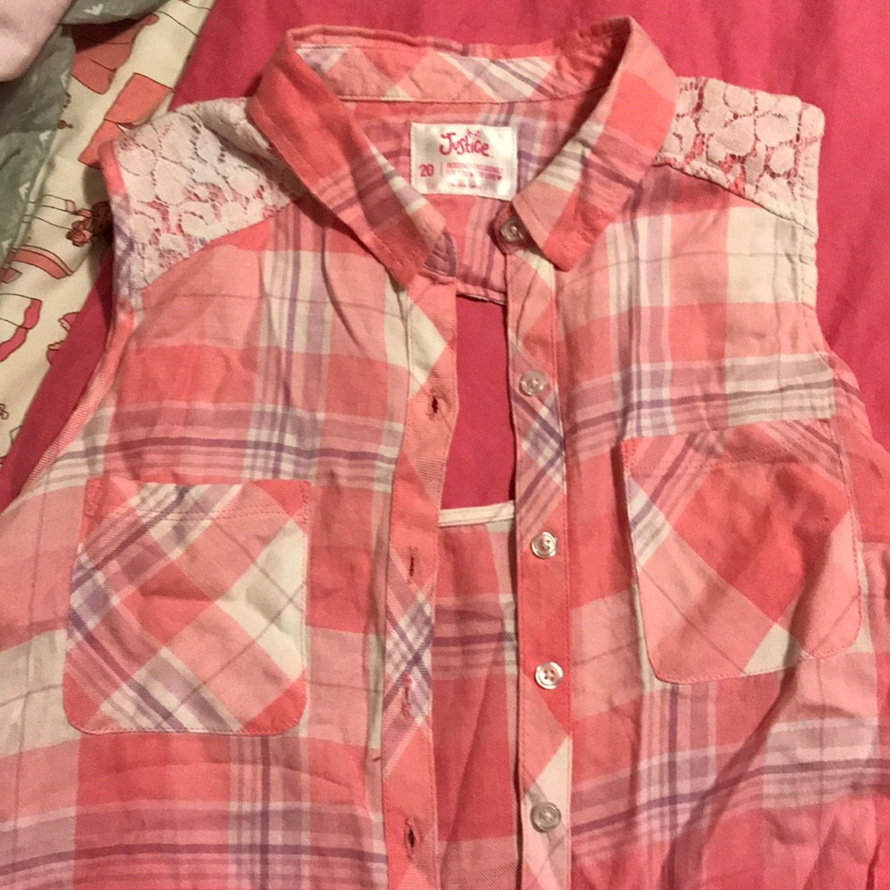 Justice plaid tank